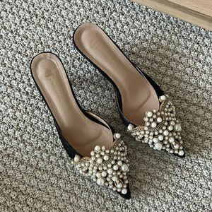 Vita Grace Pearl Embellished Kitten Heels